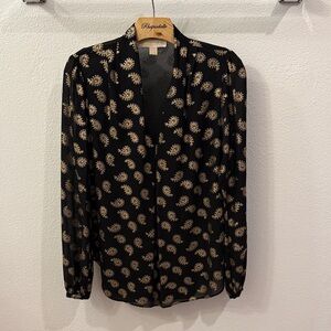 MICHAEL Michael Kors Black and Gold Blouse